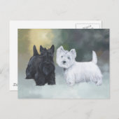 Westie Scottie Wintertime Postkarte (Vorne/Hinten)
