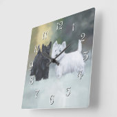 Westie Scottie Wintertime Quadratische Wanduhr (Winkel)