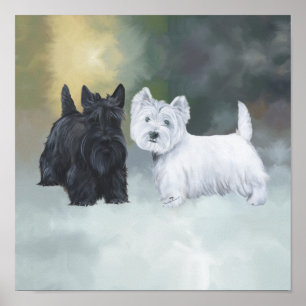 Westie Scottie Winterzeit Poster