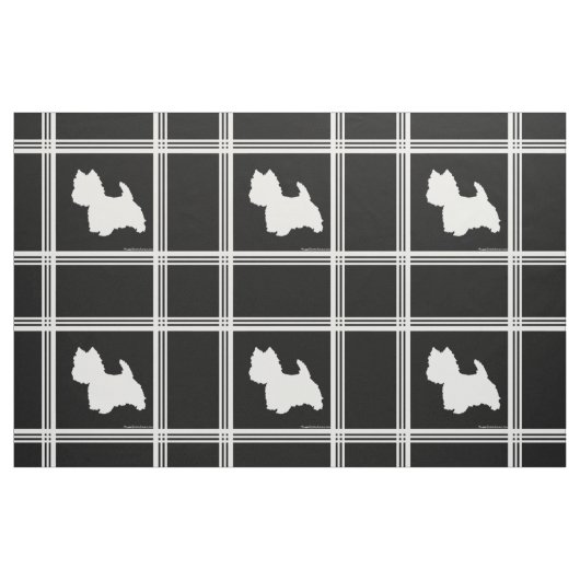 Westie Silhouette auf Black Stoff (Fat Quarter (45,7 x 55,9 cm))