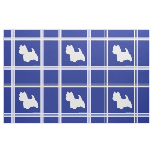 Westie-Silhouette auf Blue Stoff (Fat Quarter (45,7 x 55,9 cm))