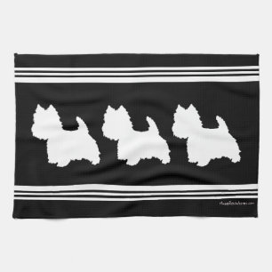 Westie-Silhouette auf Schwarz Küchentuch