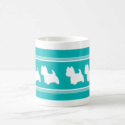 Westie-Silhouette auf Türkis Kaffeetasse (Mittel)