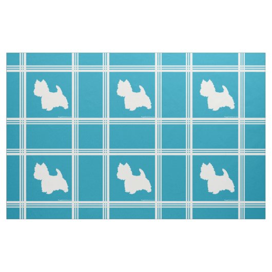 Westie-Silhouette auf Türkis Stoff (Fat Quarter (45,7 x 55,9 cm))