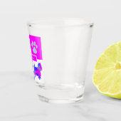 Westie Silhouette Dog & Paw Pink Blue Square Schnapsglas (Rechts)