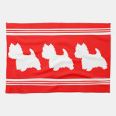 Westie Silhouette on Red Geschirrtuch (Horizontal)