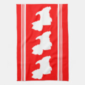 Westie Silhouette on Red Geschirrtuch (Vertikal)