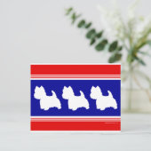Westie Silhouette Red & Blue Postkarte (Stehend Vorderseite)
