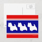 Westie Silhouette Red & Blue Postkarte (Vorne/Hinten)