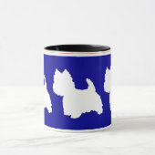 Westie Silhouette Red & Blue Tasse (Zentrum)