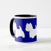Westie Silhouette Red & Blue Tasse (Vorderseite Links)