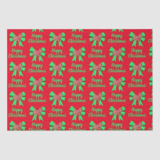 Westie Silhouette Red Christmas Dog & Green Bow Seidenpapier (Vorderseite)