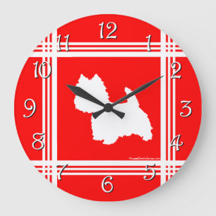 Westie Silhouette Red Große Wanduhr