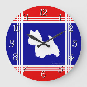 Westie Silhouette Red, White, Blue Große Wanduhr
