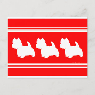 Westie Silhouette Rot Postkarte