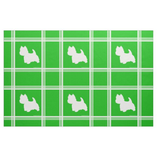 Westie-Silhouette über Grün Stoff (Fat Quarter (45,7 x 55,9 cm))