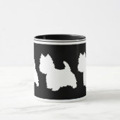Westie Silhouette White on Black Tasse (Zentrum)
