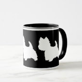 Westie Silhouette White on Black Tasse (VorderseiteRechts)