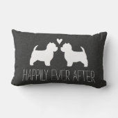 Westie Silhouetten mit Herzen und Text Lendenkissen (Rückseite)