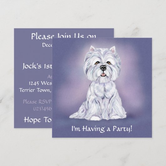 Westie Sit Einladung (Vorne/Hinten)