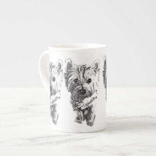 Westie Skizzeknochen-China-Tasse Porzellantasse
