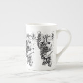 Westie Skizzeknochen-China-Tasse Porzellantasse (Rechts)