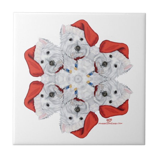 Westie Snowflake Fliese (Vorderseite)
