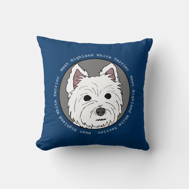Westie stellen Kissen gegenüber (Vorderseite)