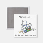 Westie Süchtig-Quadrat-Weiß-Magnet Magnet (Vorderseite/Rückseite)