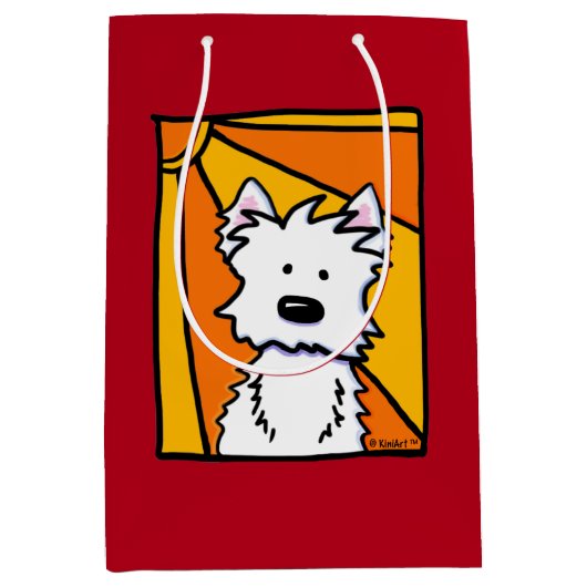 Westie Sunshine KiniArt Geschenktasche Mittlere Geschenktüte (Vorderseite)