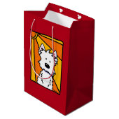 Westie Sunshine KiniArt Geschenktasche Mittlere Geschenktüte (Rückseite Schrägansicht)