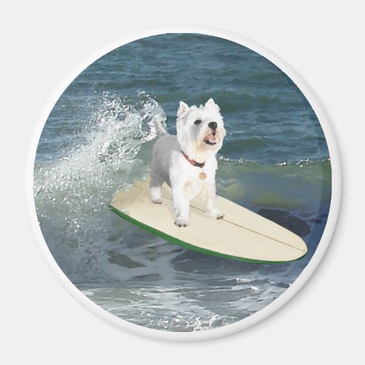 Westie Surfer Magnet (Vorne)