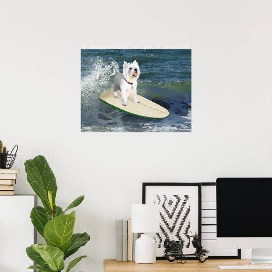 Westie Surfer Poster (Heimbüro)