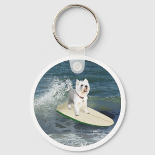 Westie Surfer Schlüsselanhänger