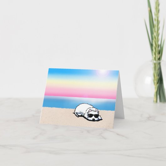 Westie Terrier Beach Note Card Dankeskarte (Vorderseite)