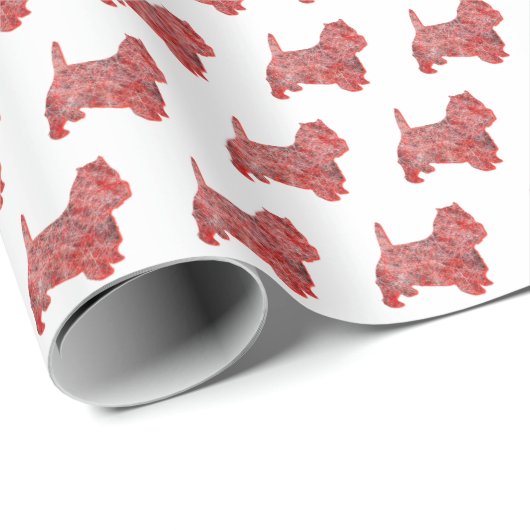 Westie Terrier Christmas Dog Niedliche Silhouette Geschenkpapier (Rolleneckpunkt)