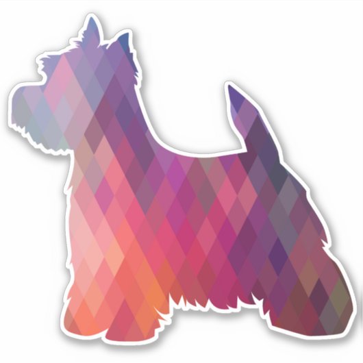 Westie Terrier Geometric Pattern Silhouette Aufkleber (Vorderseite)