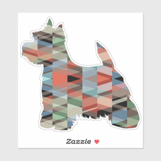 Westie Terrier Geometric Pattern Silhouette Aufkleber (Blatt)