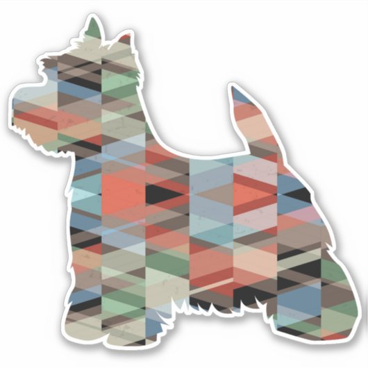 Westie Terrier Geometric Pattern Silhouette Aufkleber (Vorderseite)