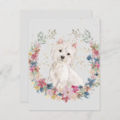 Westie Terrier Spring Flowers Monogram Mitteilungskarte (Vorne/Hinten)