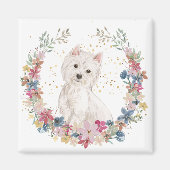 Westie Terrier Spring Flowers Wreath Magnet (Vorne)