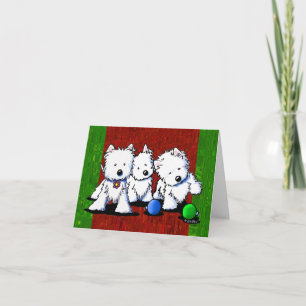 Westie Terrier Trio Christmas Cards Feiertagskarte