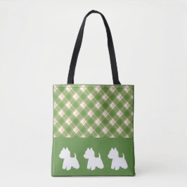 Westie Tote Bag Green Kariert Tasche
