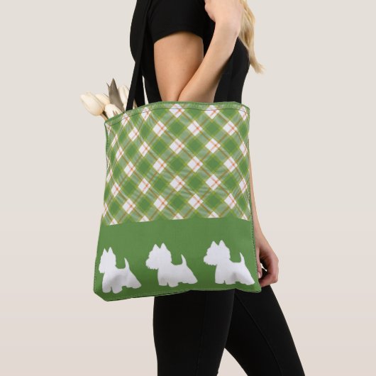 Westie Tote Bag Green Kariert Tasche (Von Nahem)