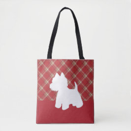Westie Tote Bag Red Kariert Tasche