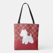 Westie Tote Bag Red Kariert Tasche (Rückseite)