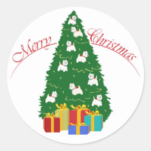 Westie Tree Runder Aufkleber