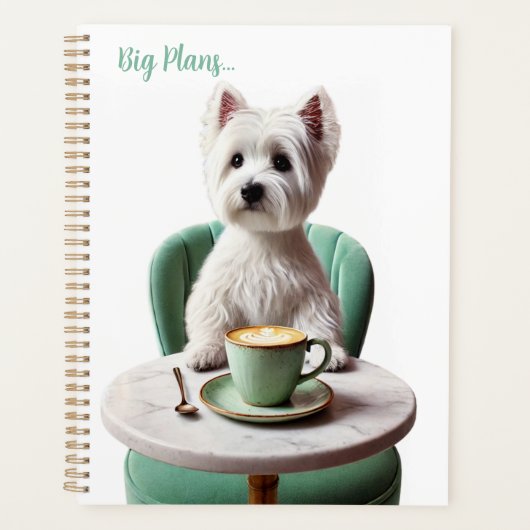 Westie trinkt Latte Planner Planer (Vorderseite)