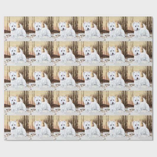 Westie Twilight Snow Geschenkpapier (Flach)