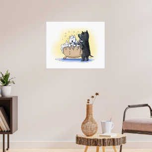 Westie und Scottie Dog Groom Art Poster